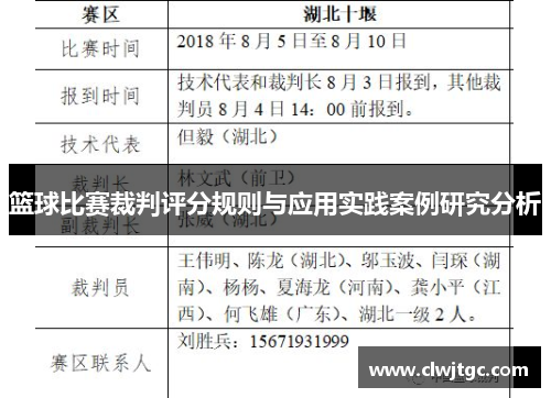 篮球比赛裁判评分规则与应用实践案例研究分析